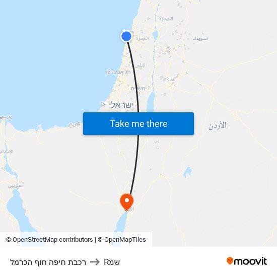 רכבת חיפה חוף הכרמל to Rשמ map