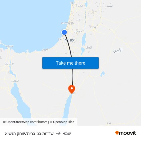 שדרות בני ברית/יצחק הנשיא to Rשמ map