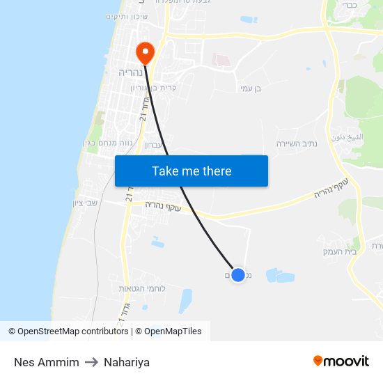 Nes Ammim to Nahariya map