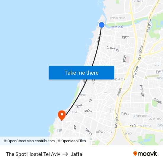 The Spot Hostel Tel Aviv to Jaffa map