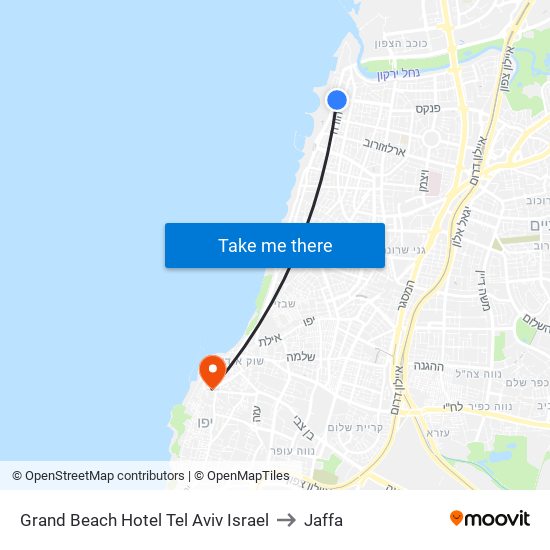 Grand Beach Hotel Tel Aviv Israel to Jaffa map