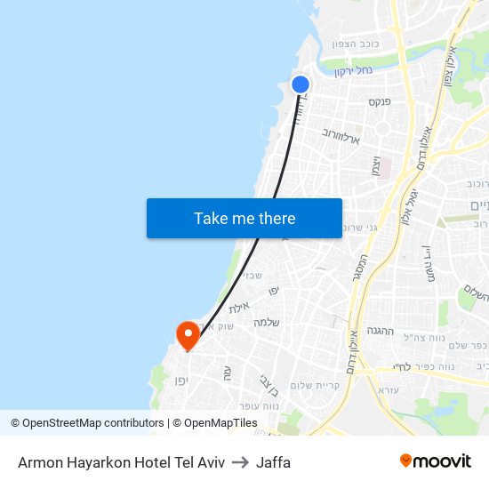 Armon Hayarkon Hotel Tel Aviv to Jaffa map