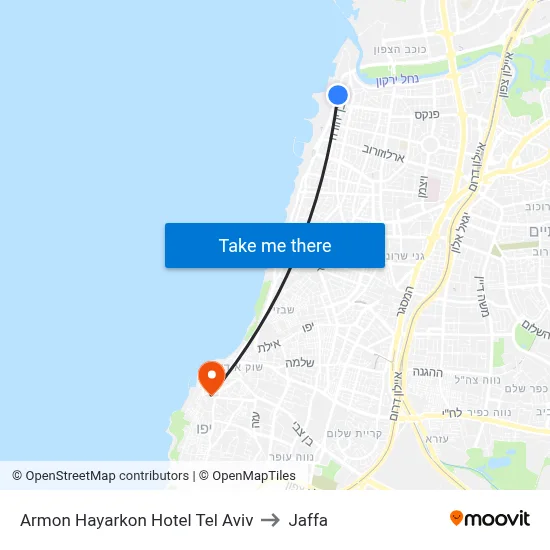 Armon Hayarkon Hotel Tel Aviv to Jaffa map