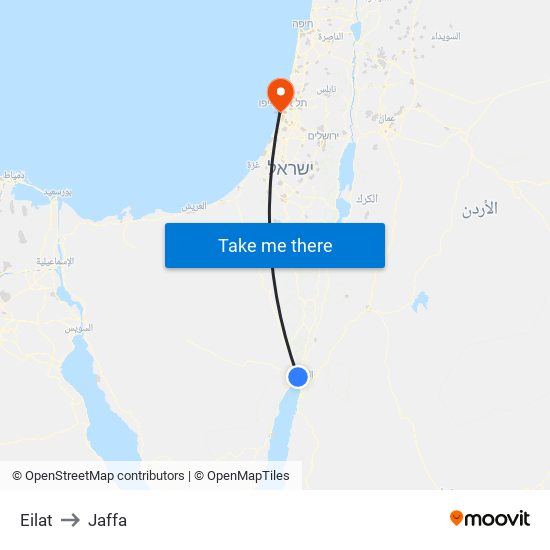Eilat to Jaffa map