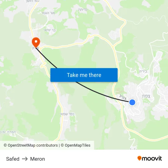 Safed to Meron map