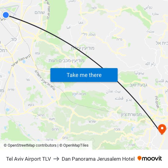 Tel Aviv Airport TLV to Tel Aviv Airport TLV map