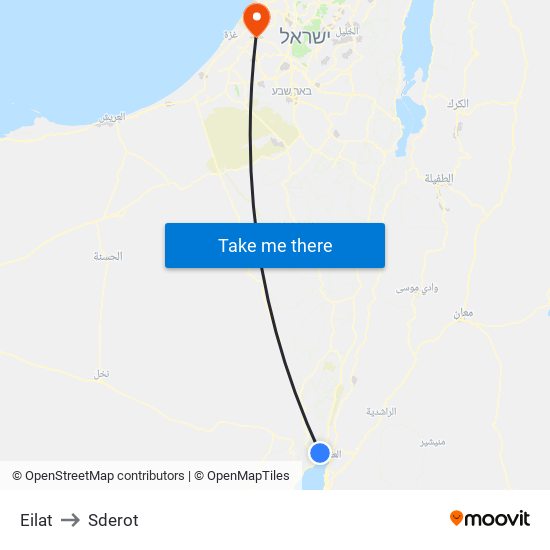Eilat to Sderot map