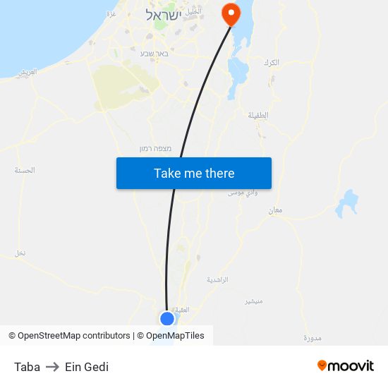 Taba to Ein Gedi map