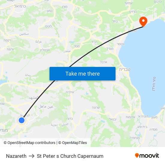 Nazareth to St Peter s Church Capernaum map