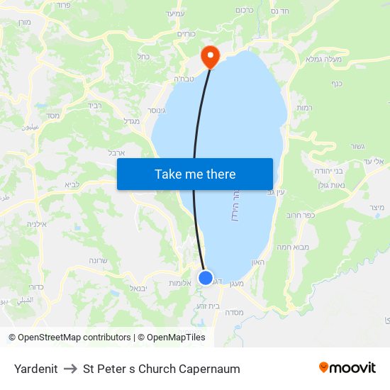 Yardenit to St Peter s Church Capernaum map