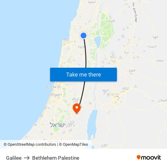 Galilee to Bethlehem Palestine map