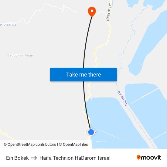 Ein Bokek to Haifa Technion HaDarom Israel map