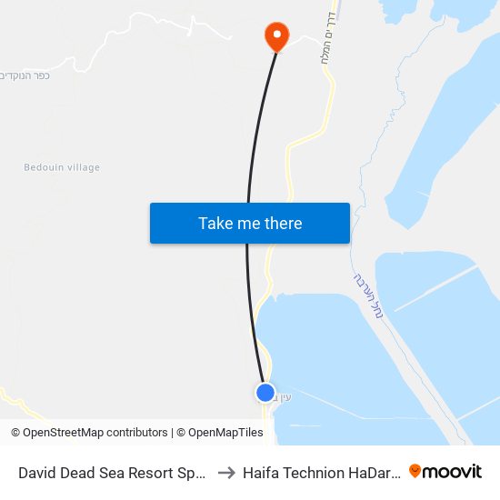 David Dead Sea Resort Spa Ein Bokek to Haifa Technion HaDarom Israel map