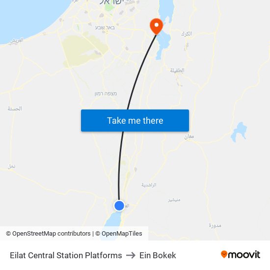 Eilat Central Station Platforms to Ein Bokek map