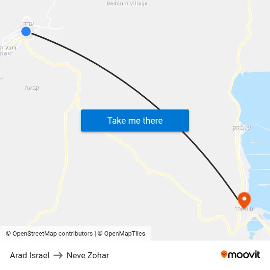 Arad Israel to Neve Zohar map