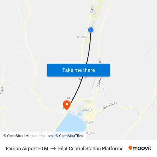 Ramon Airport ETM to Eilat Central Station Platforms map