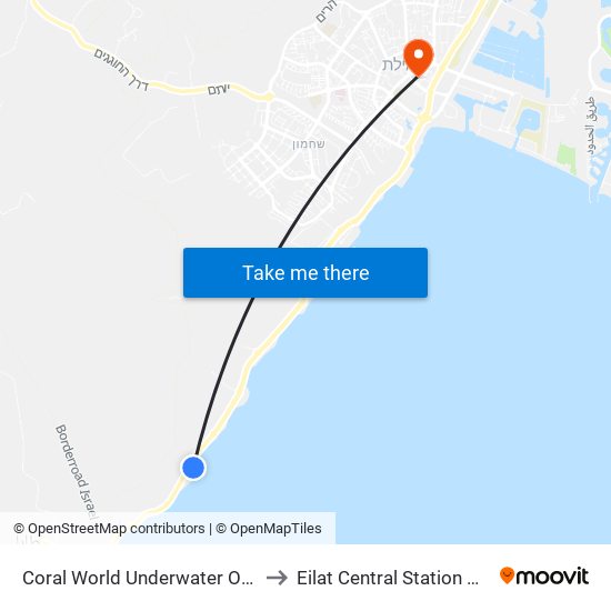 Coral World Underwater Observatory to Eilat Central Station Platforms map