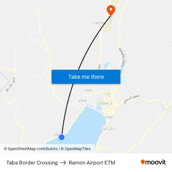 Taba Border Crossing to Ramon Airport ETM map