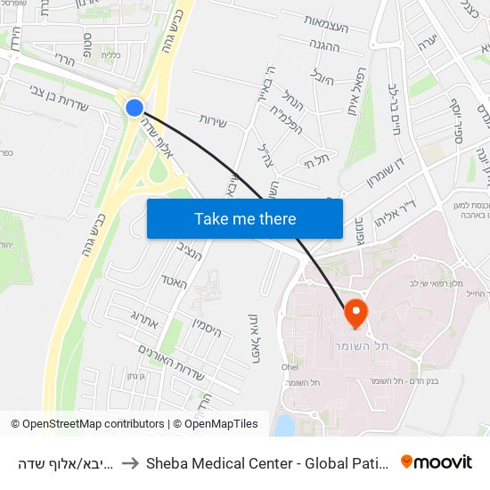דרך שיבא/אלוף שדה to Sheba Medical Center - Global Patient Services map