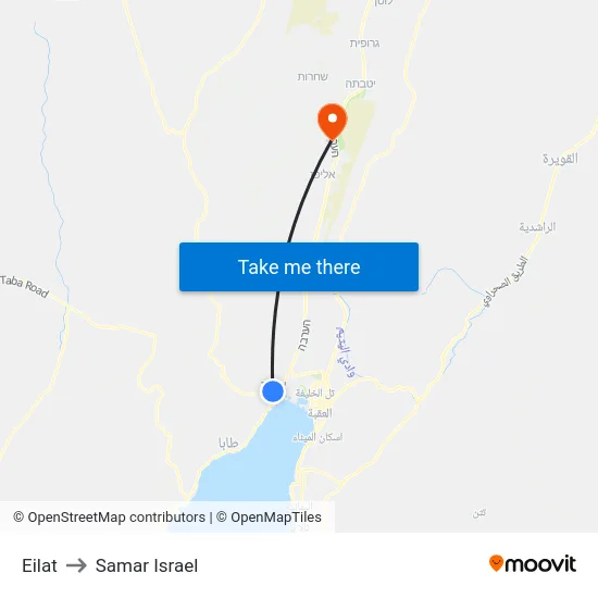 Eilat to Samar Israel map