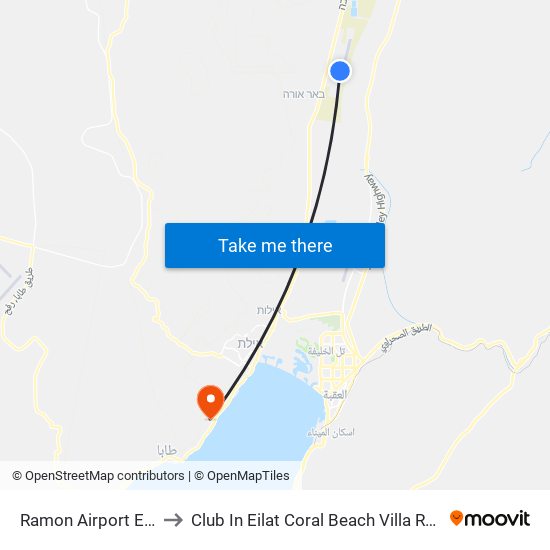 Ramon Airport ETM to Club In Eilat Coral Beach Villa Resort map