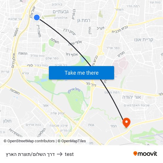 דרך השלום/תוצרת הארץ to test map