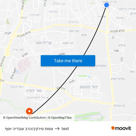 צומת סירקין/הרב עובדיה יוסף to test map