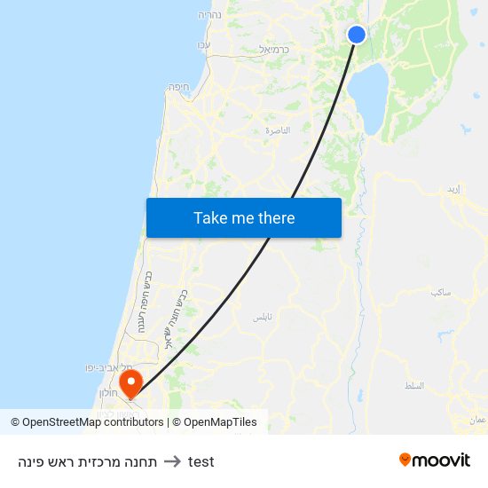 תחנה מרכזית ראש פינה to test map