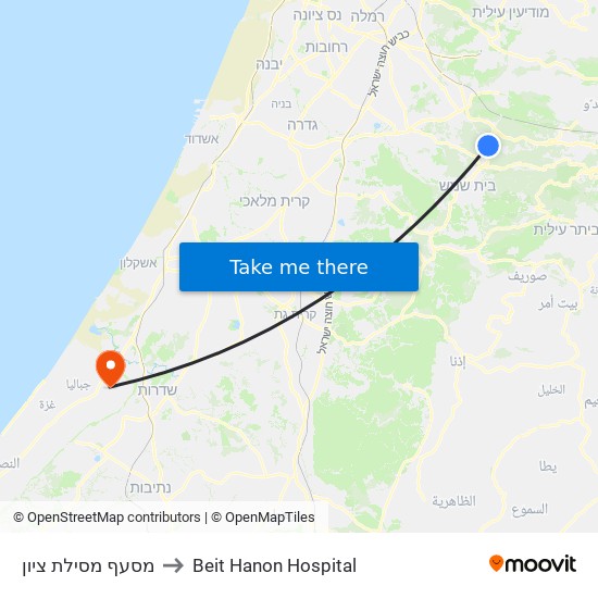 מסעף מסילת ציון to Beit Hanon Hospital map