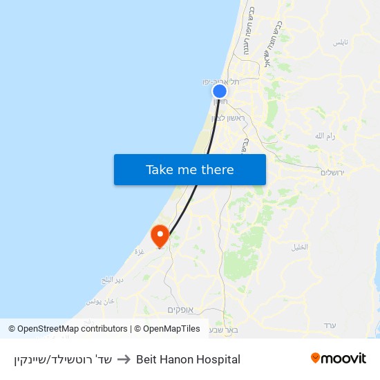 שד' רוטשילד/שיינקין to Beit Hanon Hospital map