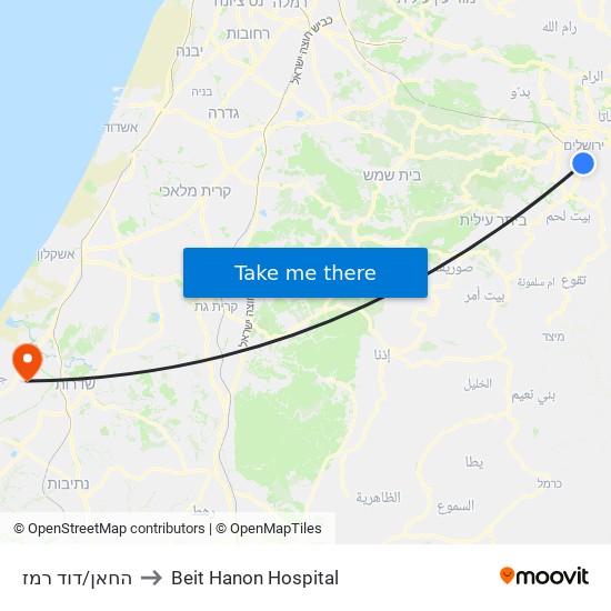 החאן/דוד רמז to Beit Hanon Hospital map