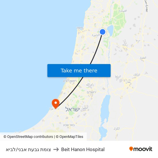 צומת גבעת אבני/לביא to Beit Hanon Hospital map