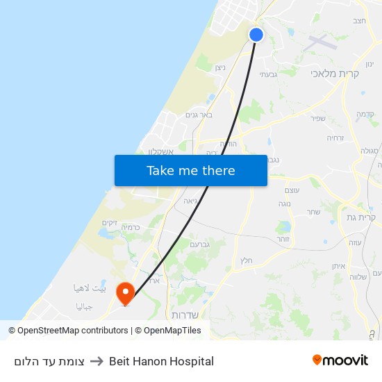 צומת עד הלום to Beit Hanon Hospital map