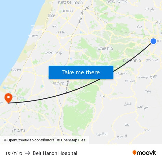 אגריפס/כי''ח to Beit Hanon Hospital map