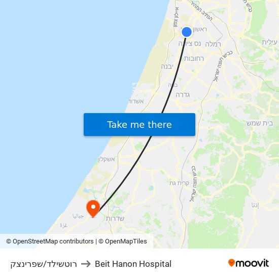 רוטשילד/שפרינצק to Beit Hanon Hospital map