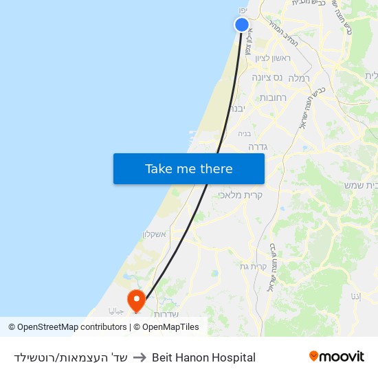 ת.רק''ל העצמאות to Beit Hanon Hospital map