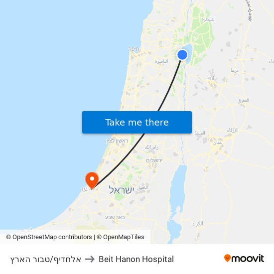 אלחדיף/טבור הארץ to Beit Hanon Hospital map