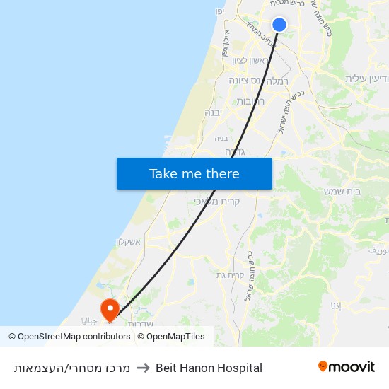 מרכז מסחרי/העצמאות to Beit Hanon Hospital map