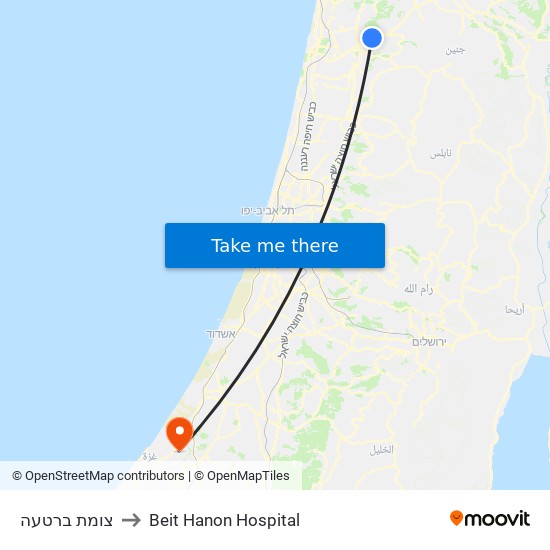 צומת ברטעה to Beit Hanon Hospital map