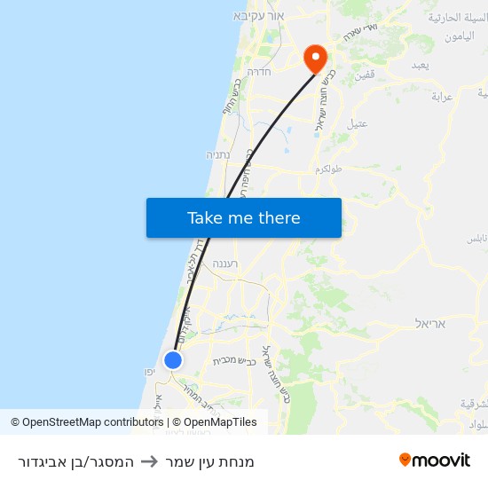 המסגר/בן אביגדור to מנחת עין שמר map