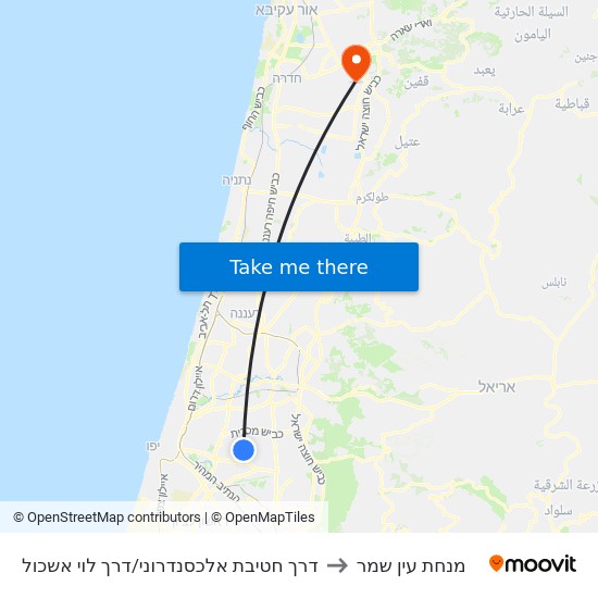 מרכז מסחרי רימון/דרך לוי אשכול to מנחת עין שמר map