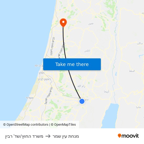 משרד החוץ/שד' רבין to מנחת עין שמר map