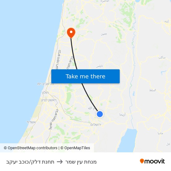 תחנת דלק/כוכב יעקב to מנחת עין שמר map