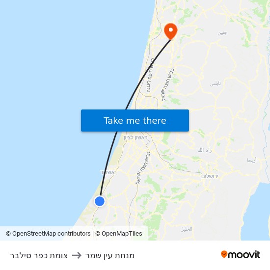 צומת אבא הילל סילבר/לצפון to מנחת עין שמר map