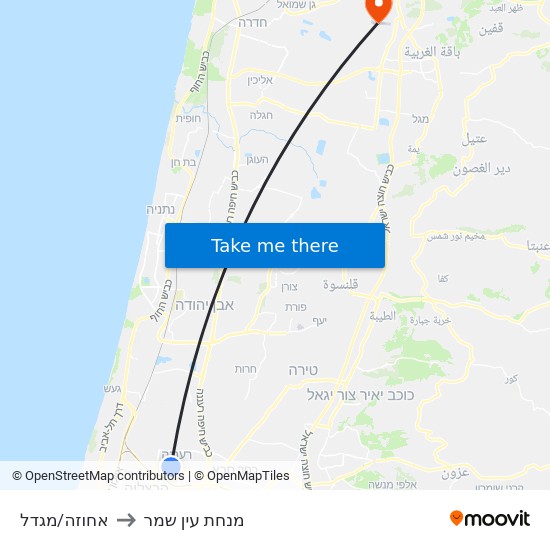 אחוזה/מגדל to מנחת עין שמר map