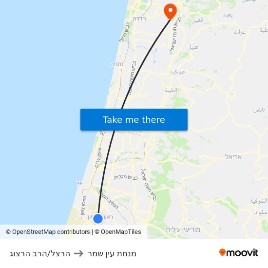 הרצל/הרב הרצוג to מנחת עין שמר map