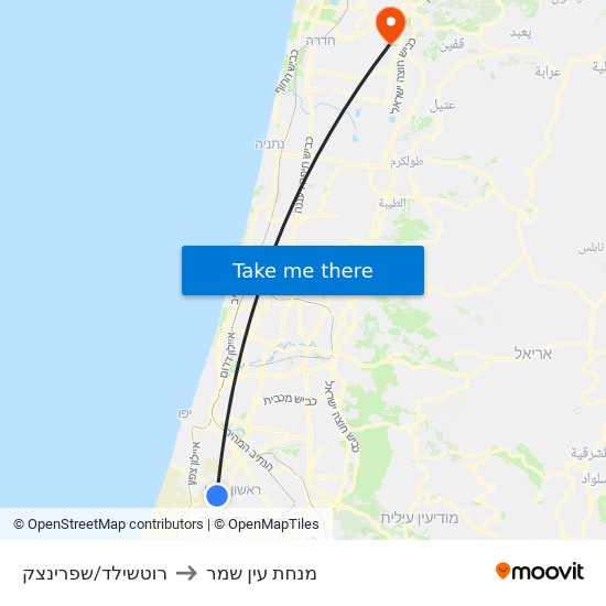 רוטשילד/שפרינצק to מנחת עין שמר map