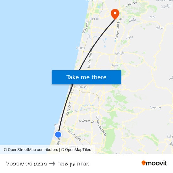 מבצע סיני/יוספטל to מנחת עין שמר map