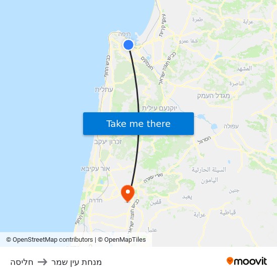 חליסה to מנחת עין שמר map