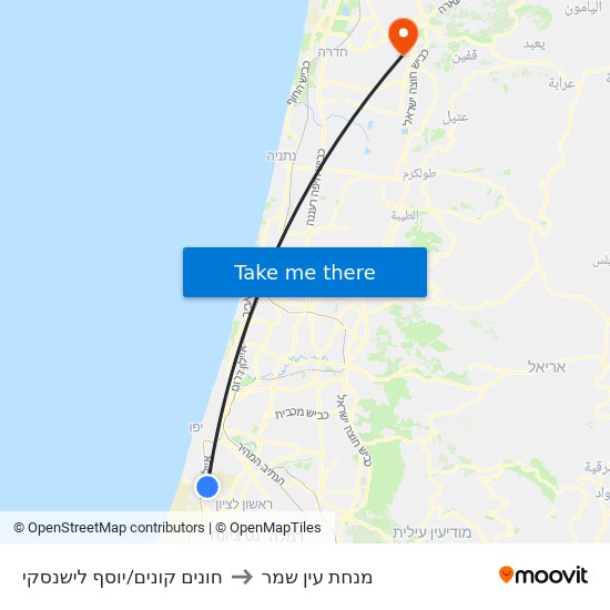 חונים קונים/לישנסקי to מנחת עין שמר map